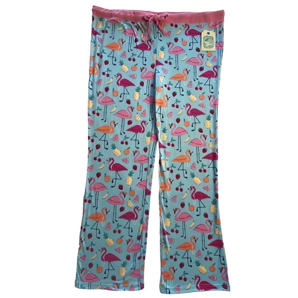 Nite Nite by Munki Munki 1X Flamingo Pattern Pajama Pants